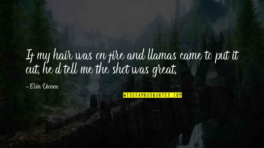 Llamas Quotes By Erin Dionne: If my hair was on fire and llamas Llamas Quotes By Erin Dionne: If my hair was on fire and llamas