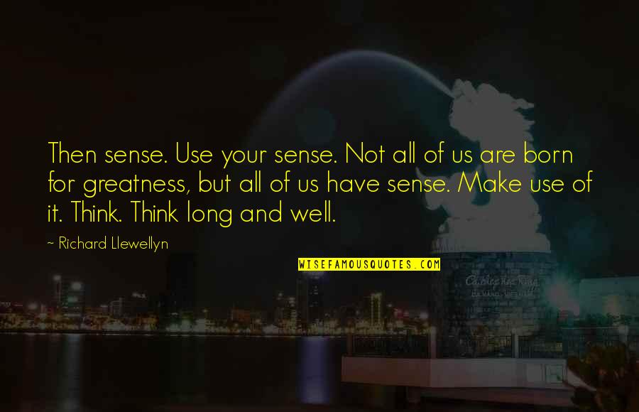 Llewellyn Quotes By Richard Llewellyn: Then sense. Use your sense. Not all of