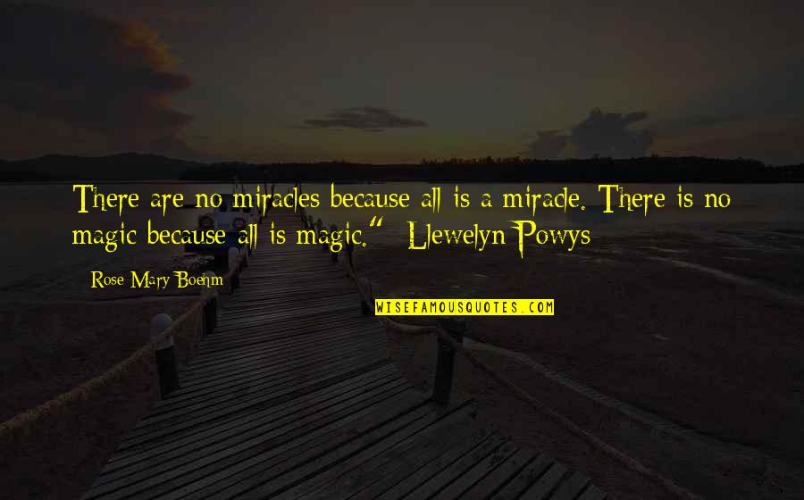 Llewelyn Powys Quotes By Rose Mary Boehm: There are no miracles because all is a