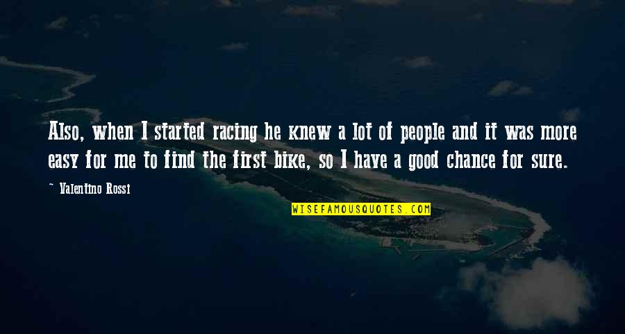 Llorar En Quotes By Valentino Rossi: Also, when I started racing he knew a Llorar En Quotes By Valentino Rossi: Also, when I started racing he knew a