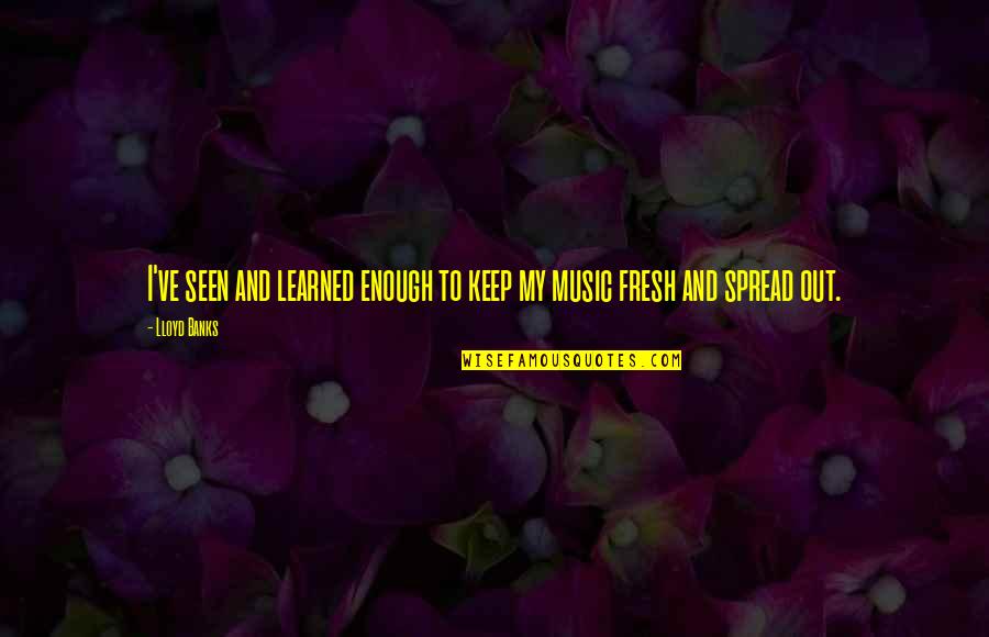 Lloyd Banks Music Quotes By Lloyd Banks: I've seen and learned enough to keep my
