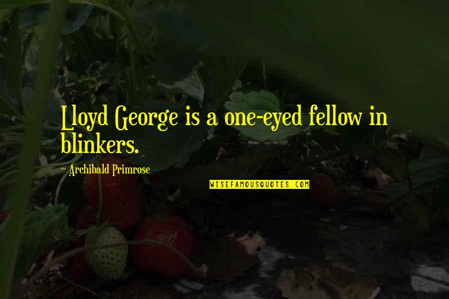 Lloyd George Quotes By Archibald Primrose: Lloyd George is a one-eyed fellow in blinkers.