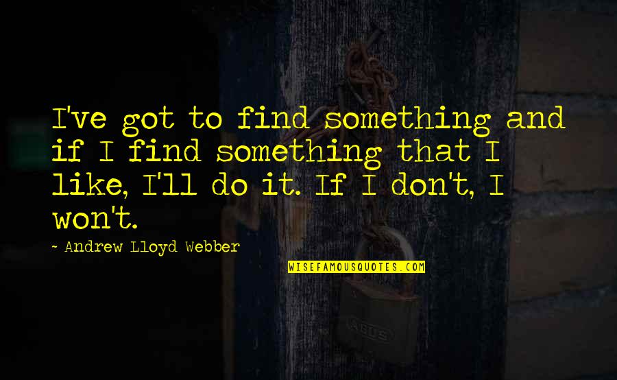 Lloyd Webber Quotes By Andrew Lloyd Webber: I've got to find something and if I