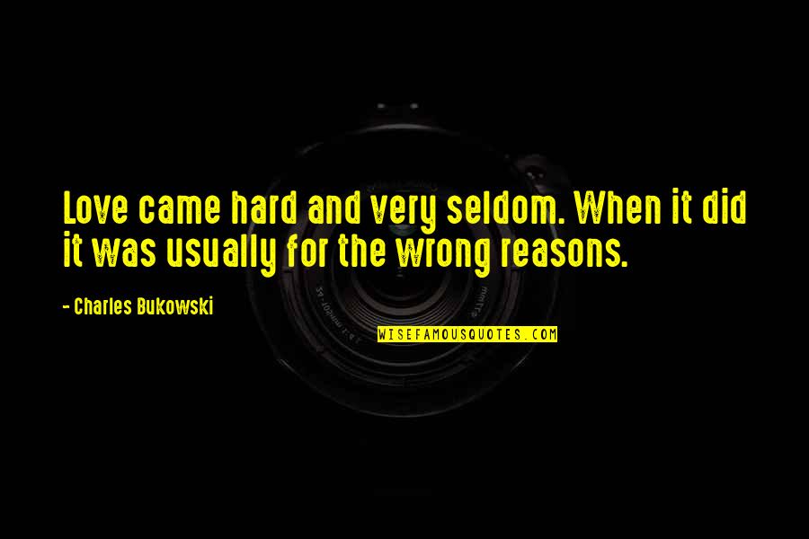 Loaded Uotes Quotes By Charles Bukowski: Love came hard and very seldom. When it