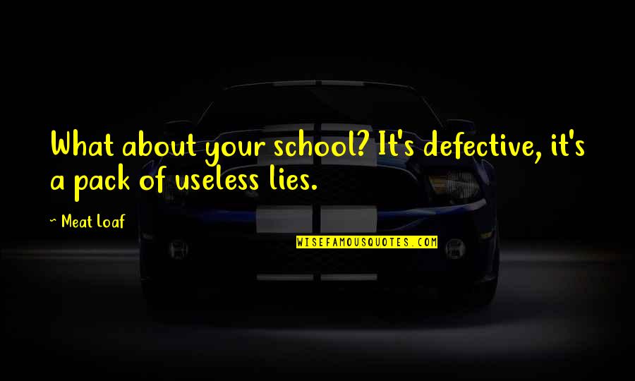 Loaf's Quotes By Meat Loaf: What about your school? It's defective, it's a