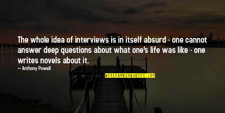 Lobengula Death Quotes By Anthony Powell: The whole idea of interviews is in itself