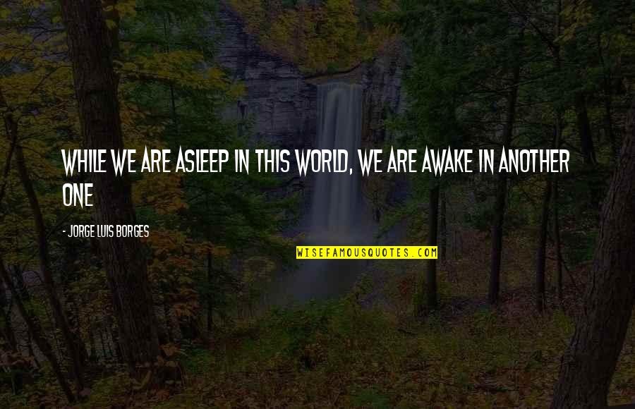 Lobsteins Quotes By Jorge Luis Borges: While we are asleep in this world, we Lobsteins Quotes By Jorge Luis Borges: While we are asleep in this world, we