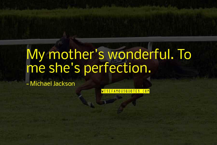 Locamente Millonario Quotes By Michael Jackson: My mother's wonderful. To me she's perfection.