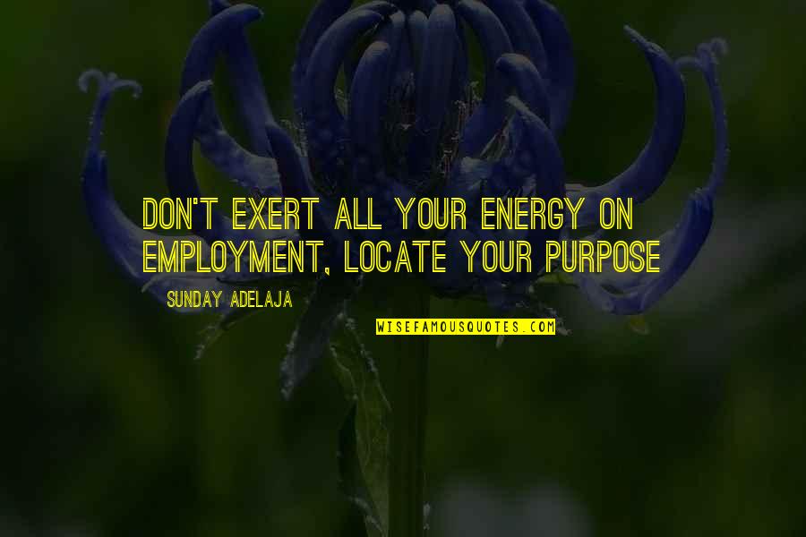 Locate Quotes By Sunday Adelaja: Don't exert all your energy on employment, locate