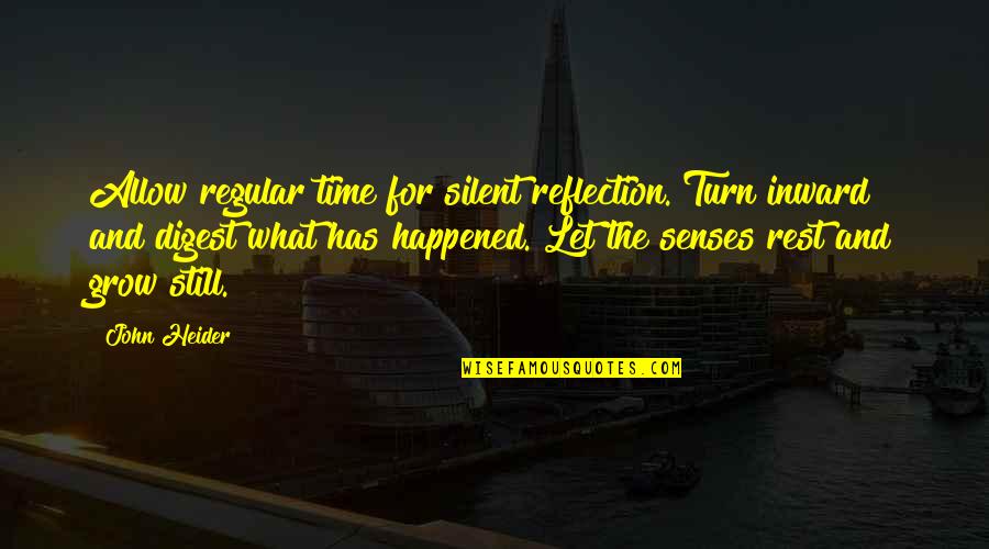 Locked Up Series Quotes By John Heider: Allow regular time for silent reflection. Turn inward