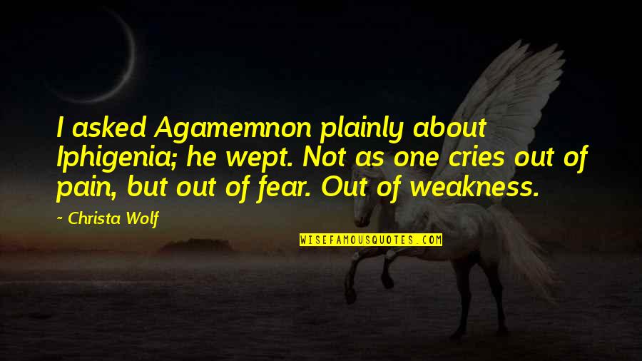 Lockout Hydell Quotes By Christa Wolf: I asked Agamemnon plainly about Iphigenia; he wept. Lockout Hydell Quotes By Christa Wolf: I asked Agamemnon plainly about Iphigenia; he wept.