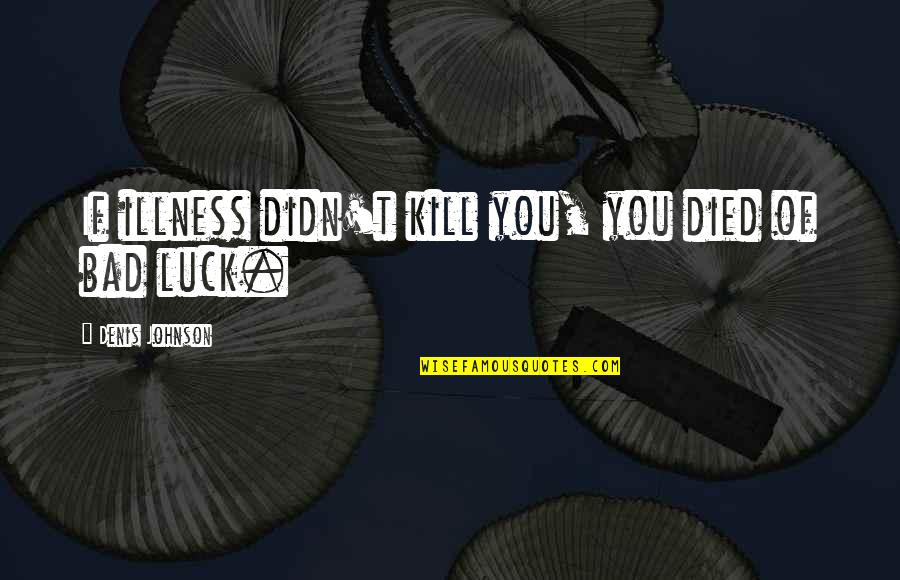 Lockwoods Nursery Quotes By Denis Johnson: If illness didn't kill you, you died of
