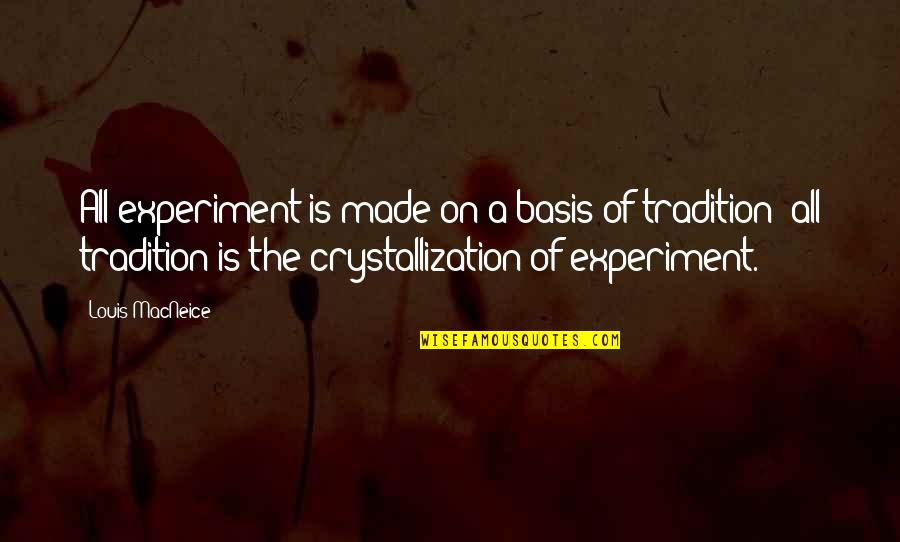 Lodolo Reds Quotes By Louis MacNeice: All experiment is made on a basis of Lodolo Reds Quotes By Louis MacNeice: All experiment is made on a basis of