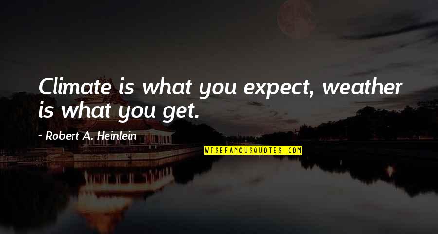 Lofranco Kuvasz Quotes By Robert A. Heinlein: Climate is what you expect, weather is what Lofranco Kuvasz Quotes By Robert A. Heinlein: Climate is what you expect, weather is what