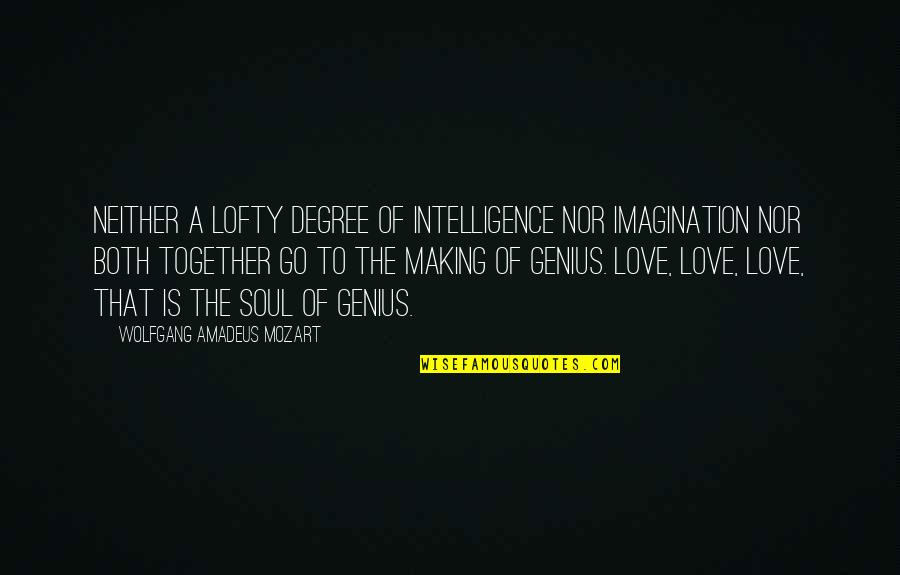 Lofty Quotes By Wolfgang Amadeus Mozart: Neither a lofty degree of intelligence nor imagination