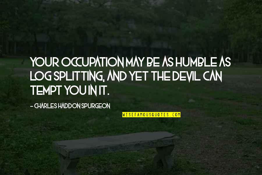 Log Quotes By Charles Haddon Spurgeon: Your occupation may be as humble as log