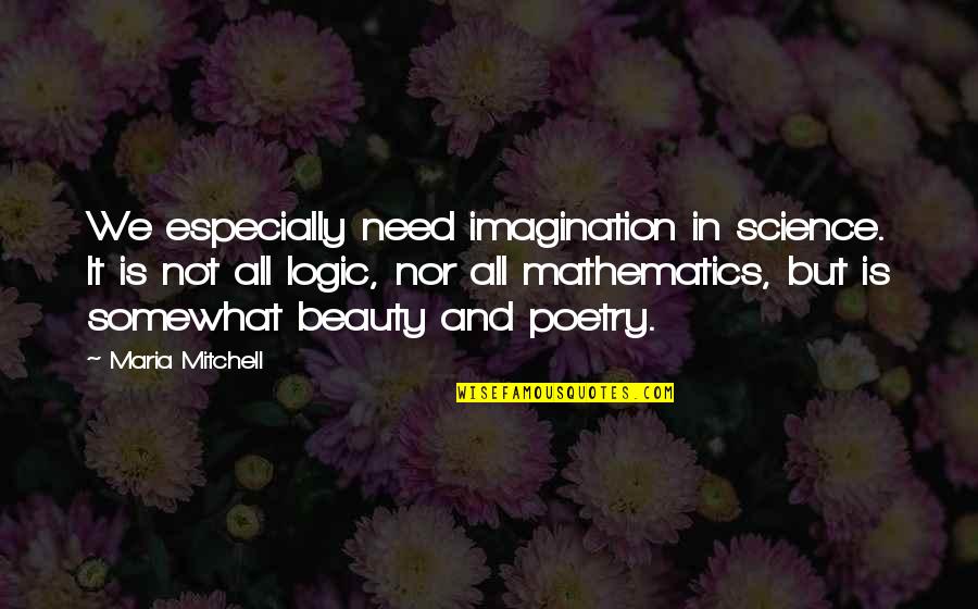 Logic And Imagination Quotes By Maria Mitchell: We especially need imagination in science. It is