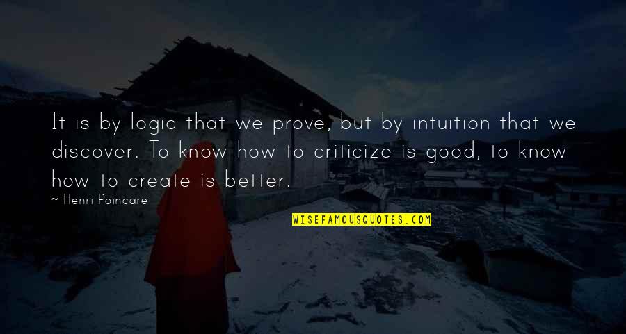 Logic And Intuition Quotes By Henri Poincare: It is by logic that we prove, but