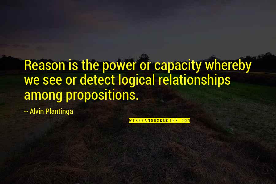 Logical Relationships Quotes By Alvin Plantinga: Reason is the power or capacity whereby we