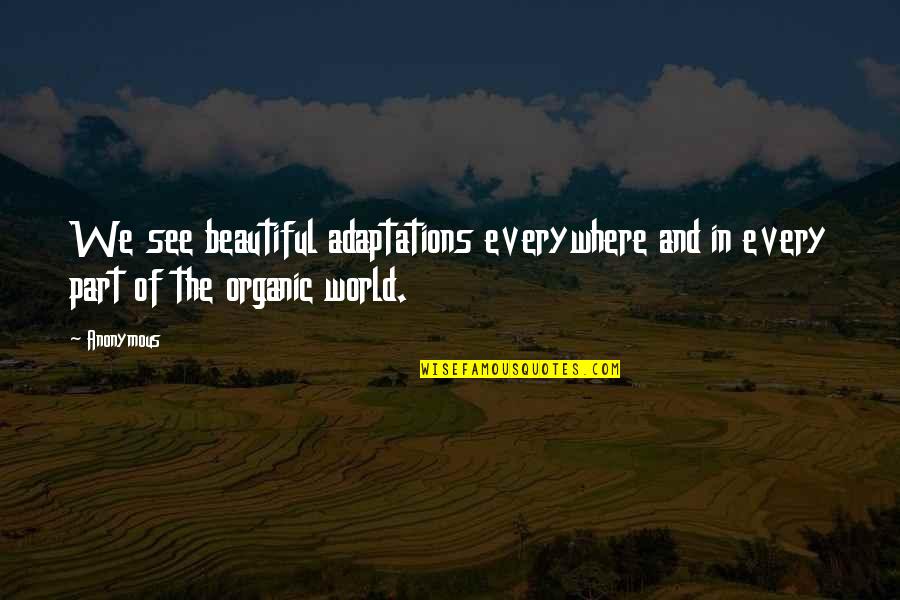 Logres King Quotes By Anonymous: We see beautiful adaptations everywhere and in every