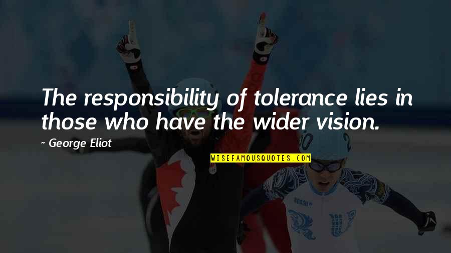 Logterman Bulls Quotes By George Eliot: The responsibility of tolerance lies in those who