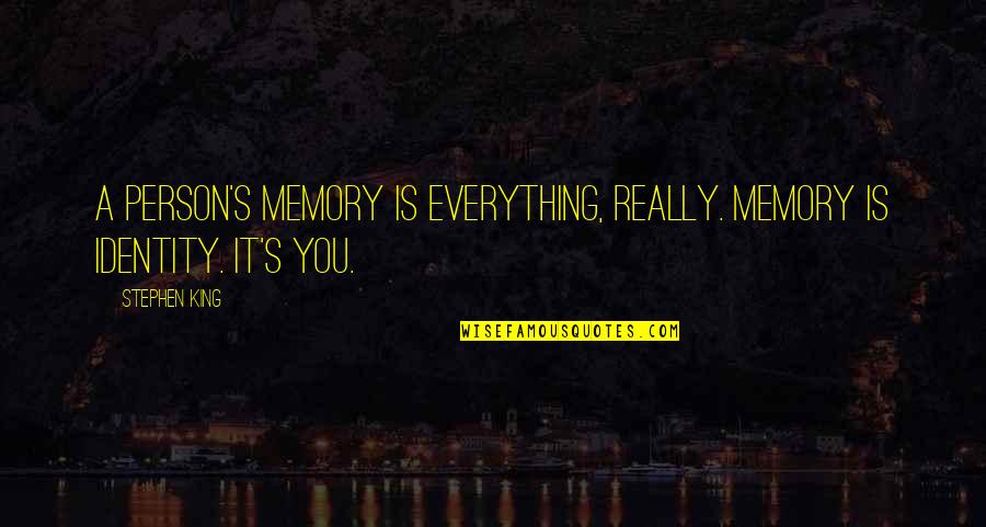 Loidegzs Ba T Netei Quotes By Stephen King: A person's memory is everything, really. Memory is