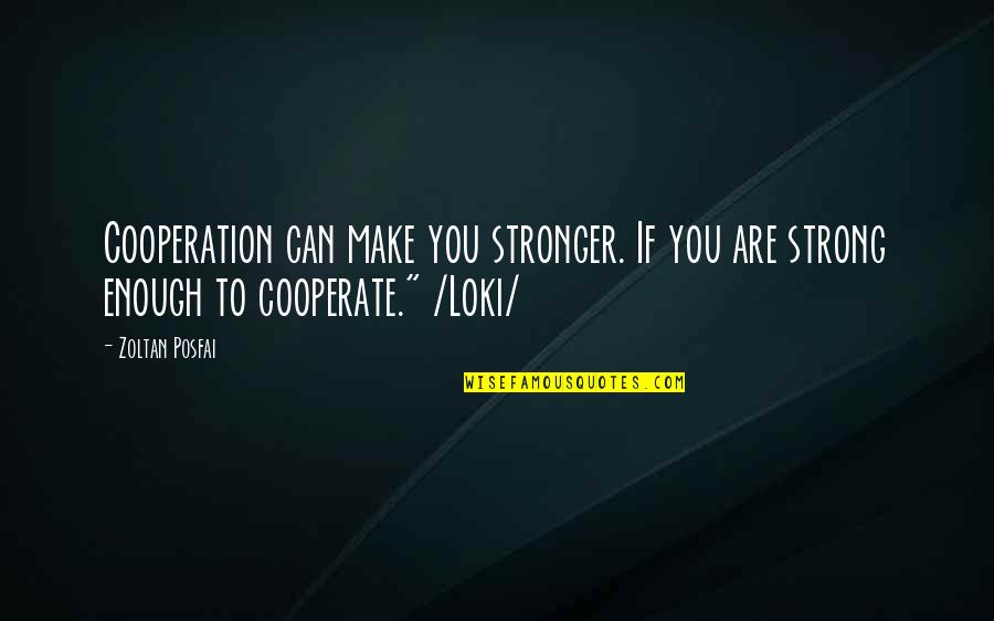 Loki Quotes By Zoltan Posfai: Cooperation can make you stronger. If you are