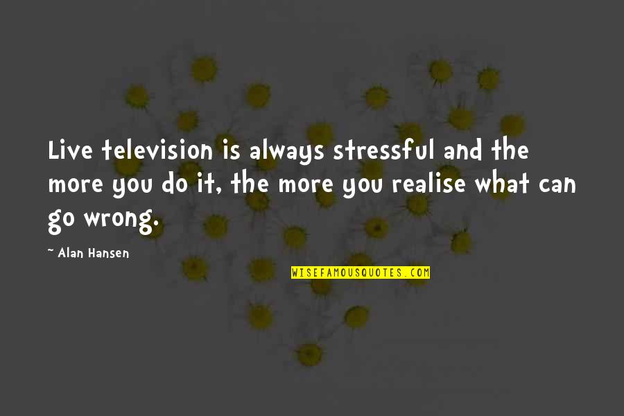 Lollipop Quotes By Alan Hansen: Live television is always stressful and the more