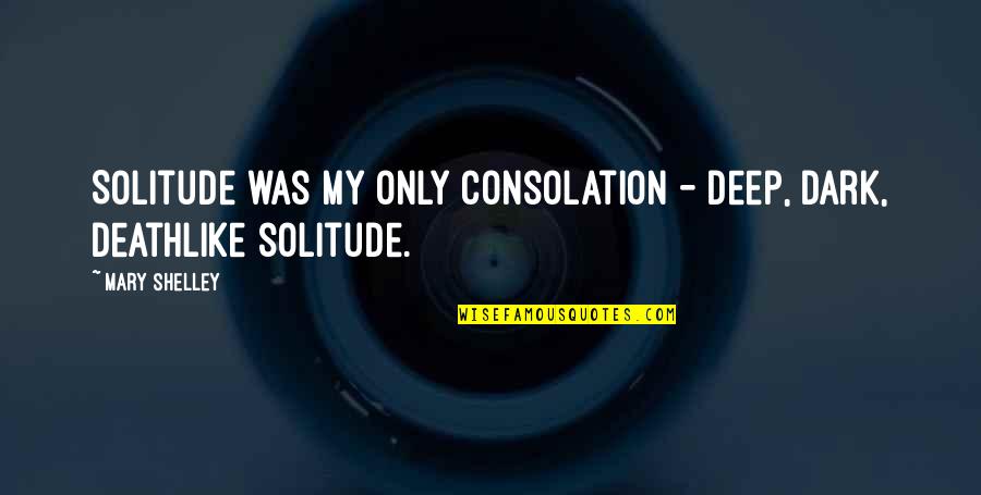 Londiwe Nene Quotes By Mary Shelley: Solitude was my only consolation - deep, dark,