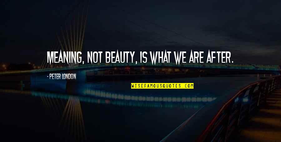 London Beauty Quotes By Peter London: Meaning, not beauty, is what we are after. London Beauty Quotes By Peter London: Meaning, not beauty, is what we are after.