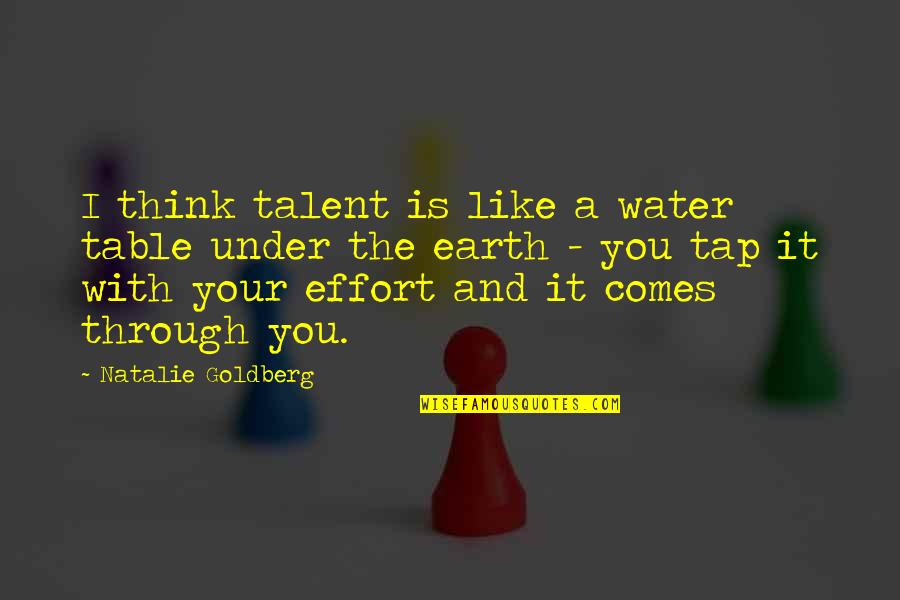 Lonelier In Spanish Quotes By Natalie Goldberg: I think talent is like a water table Lonelier In Spanish Quotes By Natalie Goldberg: I think talent is like a water table