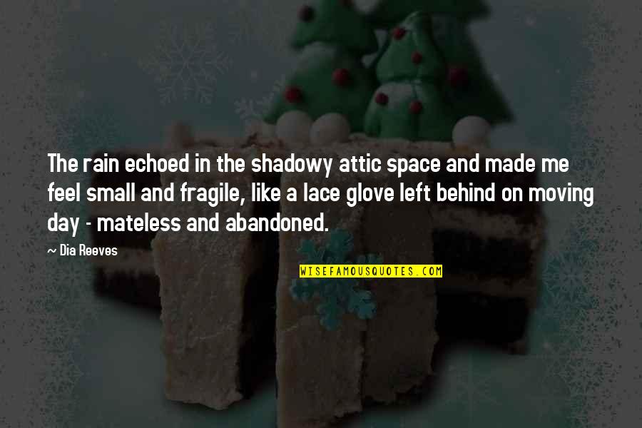 Loneliness And Quotes By Dia Reeves: The rain echoed in the shadowy attic space Loneliness And Quotes By Dia Reeves: The rain echoed in the shadowy attic space