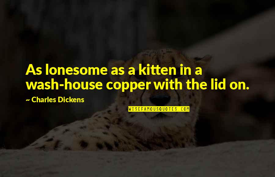 Loneliness Best Quotes By Charles Dickens: As lonesome as a kitten in a wash-house Loneliness Best Quotes By Charles Dickens: As lonesome as a kitten in a wash-house