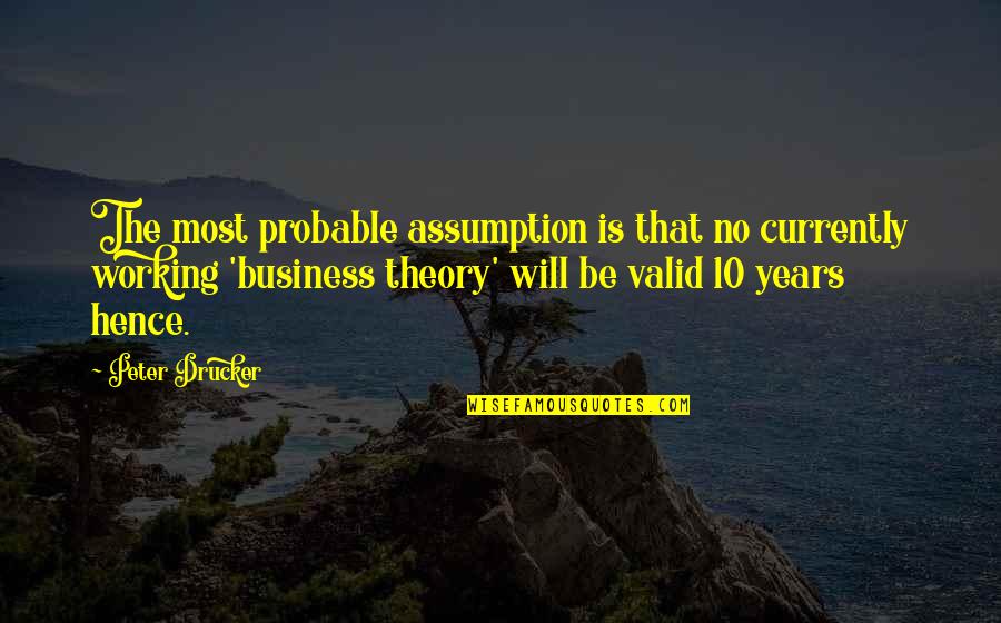 Lonely And Bored Quotes By Peter Drucker: The most probable assumption is that no currently