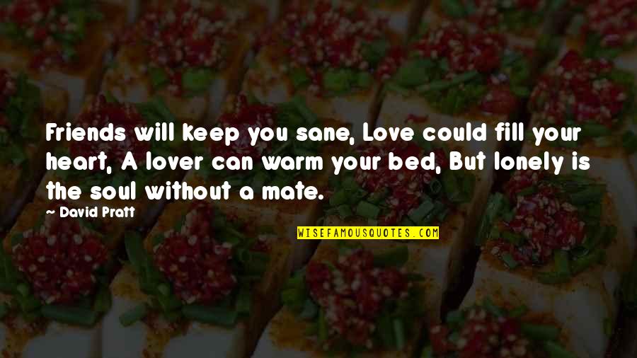 Lonely Bed Quotes By David Pratt: Friends will keep you sane, Love could fill