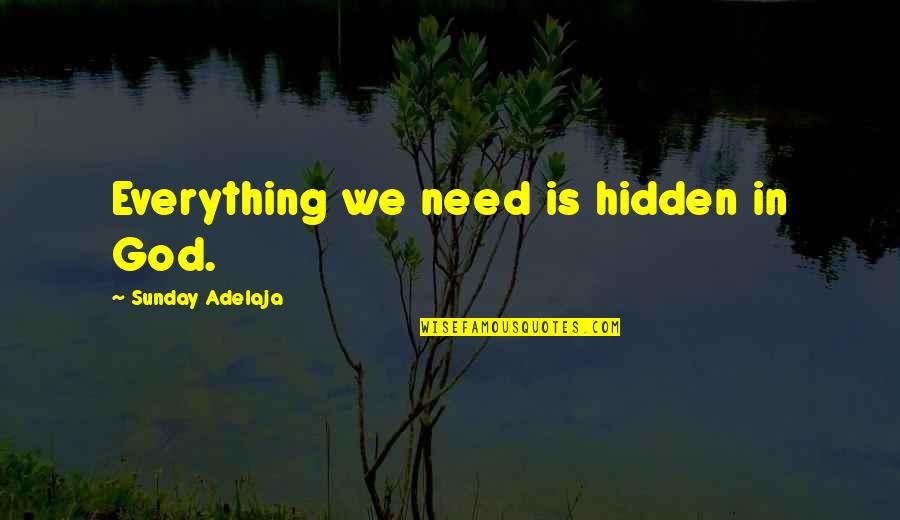 Lonely Emptiness Quotes By Sunday Adelaja: Everything we need is hidden in God.