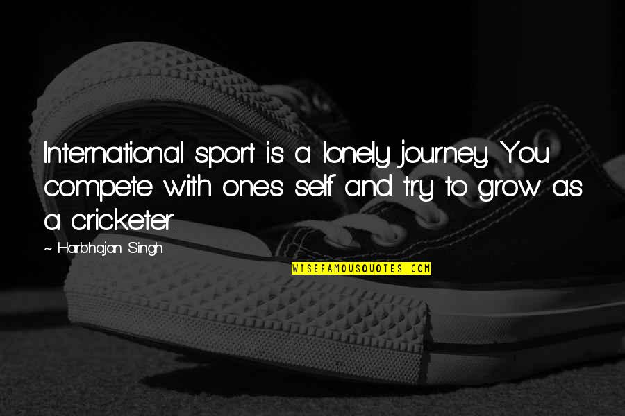 Lonely Journey Quotes By Harbhajan Singh: International sport is a lonely journey. You compete