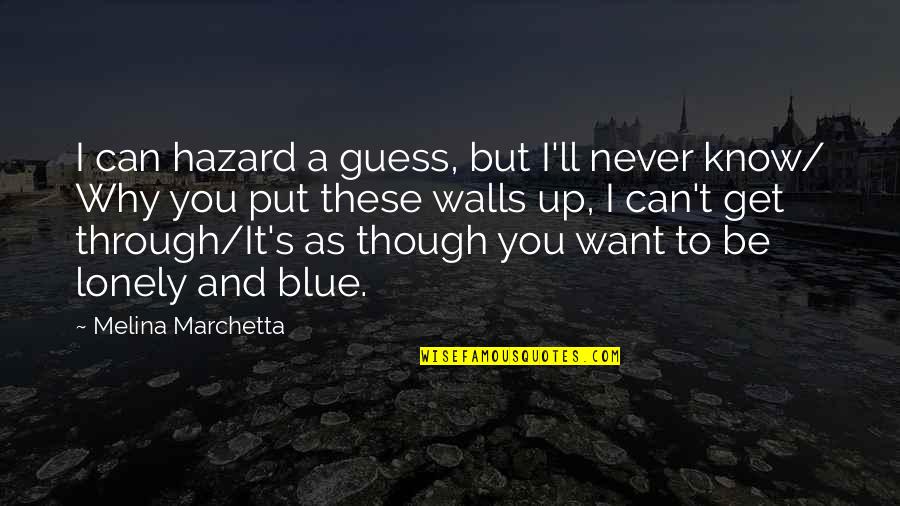 Lonely's Quotes By Melina Marchetta: I can hazard a guess, but I'll never Lonely's Quotes By Melina Marchetta: I can hazard a guess, but I'll never