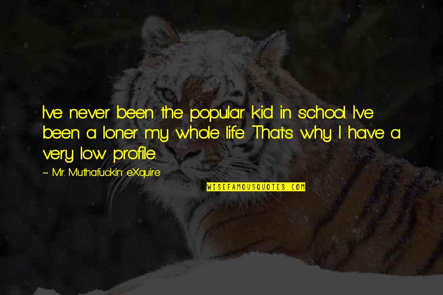 Loner In Life Quotes By Mr. Muthafuckin' EXquire: I've never been the popular kid in school.