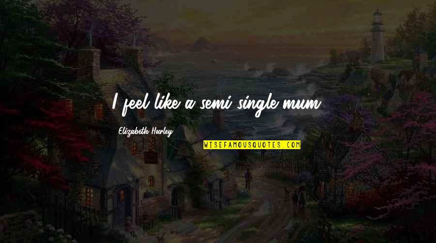 Long After Midnight Quotes By Elizabeth Hurley: I feel like a semi-single mum. Long After Midnight Quotes By Elizabeth Hurley: I feel like a semi-single mum.