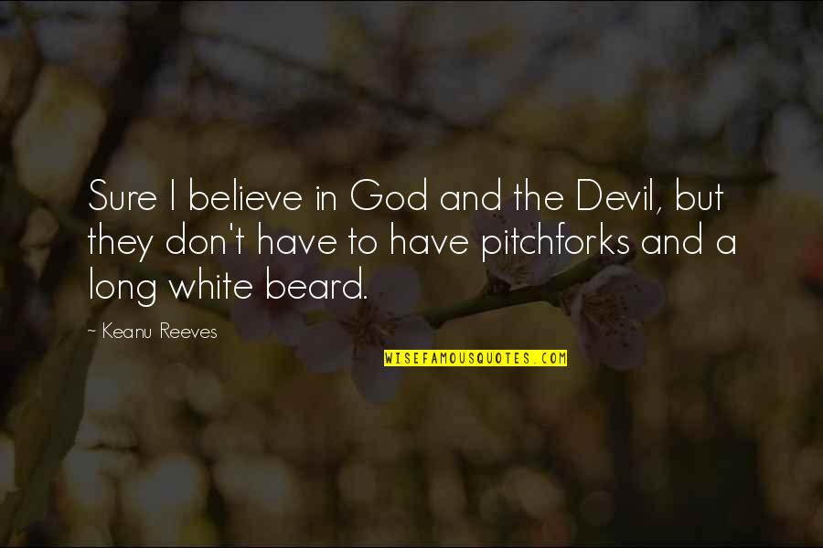Long Beard Quotes By Keanu Reeves: Sure I believe in God and the Devil,