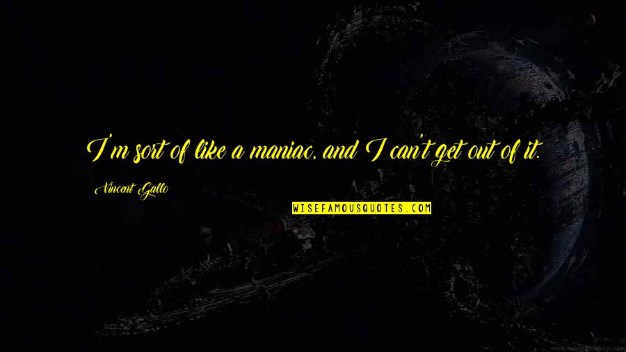 Long Confidence Quotes By Vincent Gallo: I'm sort of like a maniac, and I Long Confidence Quotes By Vincent Gallo: I'm sort of like a maniac, and I