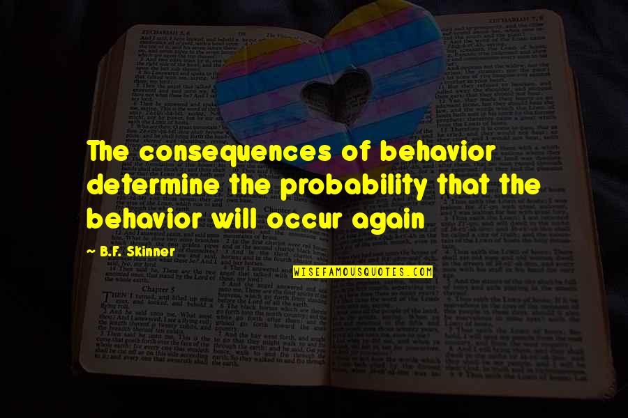 Long Distance Military Love Quotes By B.F. Skinner: The consequences of behavior determine the probability that