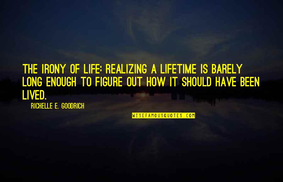 Long Lived Quotes By Richelle E. Goodrich: The irony of life: Realizing a lifetime is Long Lived Quotes By Richelle E. Goodrich: The irony of life: Realizing a lifetime is
