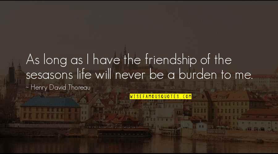 Long Long Friendship Quotes By Henry David Thoreau: As long as I have the friendship of