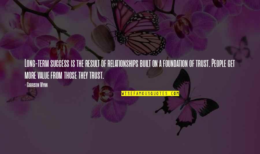Long Relationships Quotes By Garrison Wynn: Long-term success is the result of relationships built