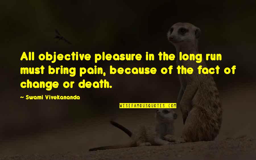 Long Running Quotes By Swami Vivekananda: All objective pleasure in the long run must