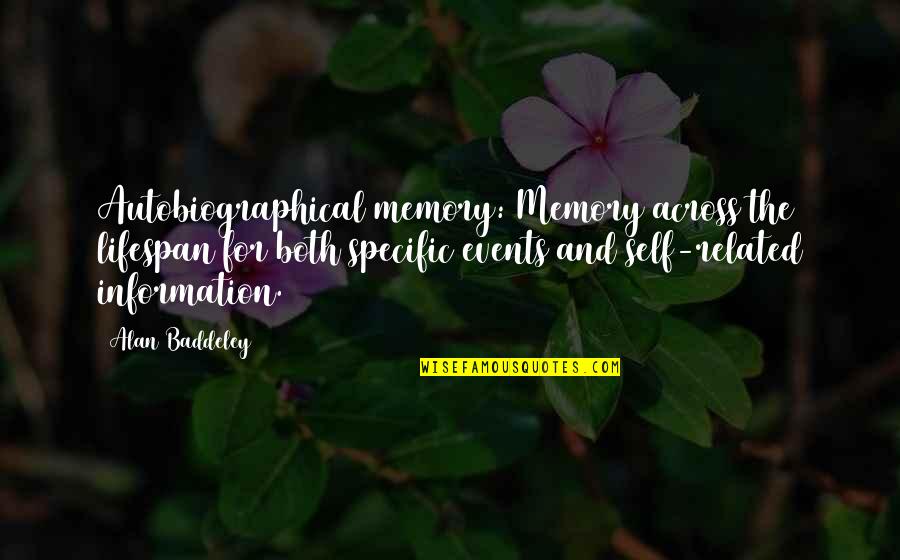 Long Sad Goodbye Quotes By Alan Baddeley: Autobiographical memory: Memory across the lifespan for both