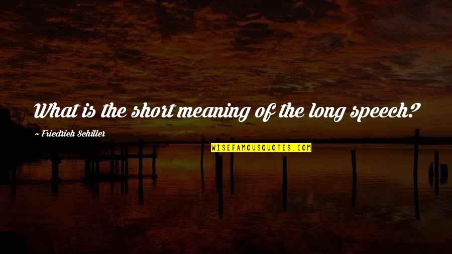 Long Speeches Quotes By Friedrich Schiller: What is the short meaning of the long