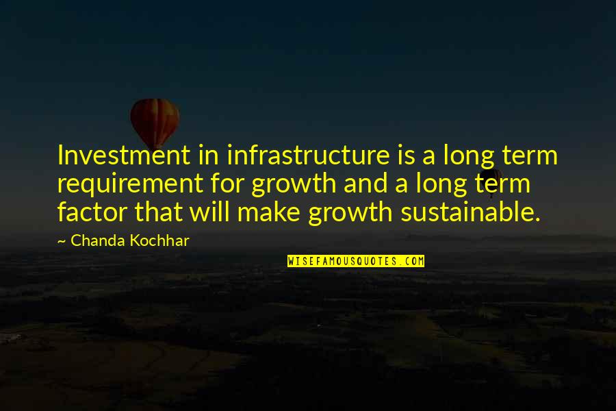 Long Term Investment Quotes By Chanda Kochhar: Investment in infrastructure is a long term requirement Long Term Investment Quotes By Chanda Kochhar: Investment in infrastructure is a long term requirement